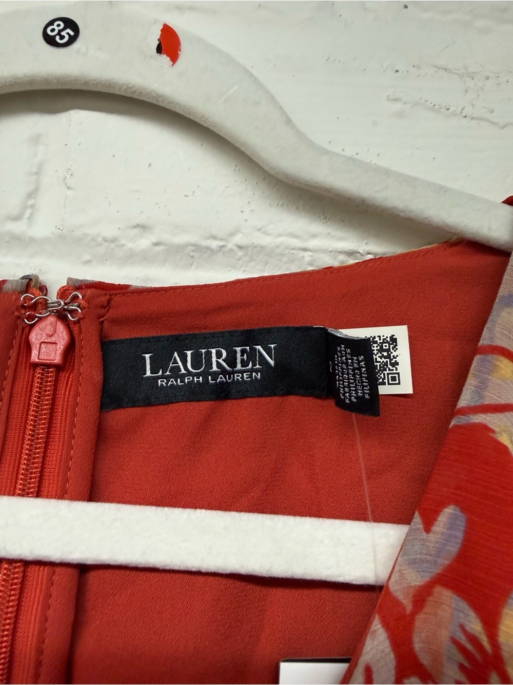 NWT Lauren Ralph Lauren Red Floral Printed Empire-Waist Belted Maxi Dress - Picture 7 of 10